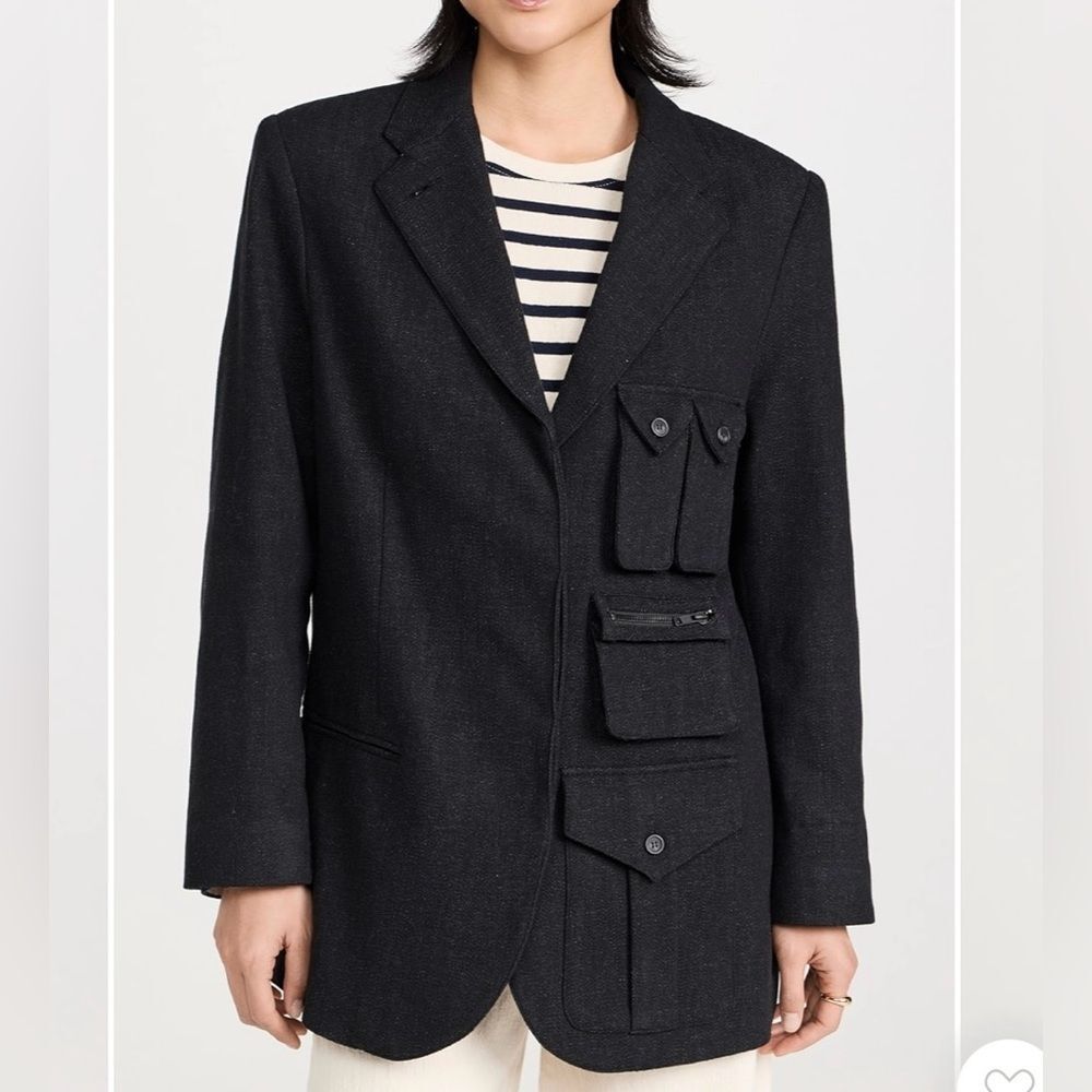 SMYTHE Surplus Cargo Blazer Jacket Wool Blend Black Size M - Picture 3 of 12